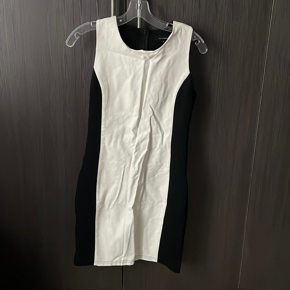 White and black leather dress